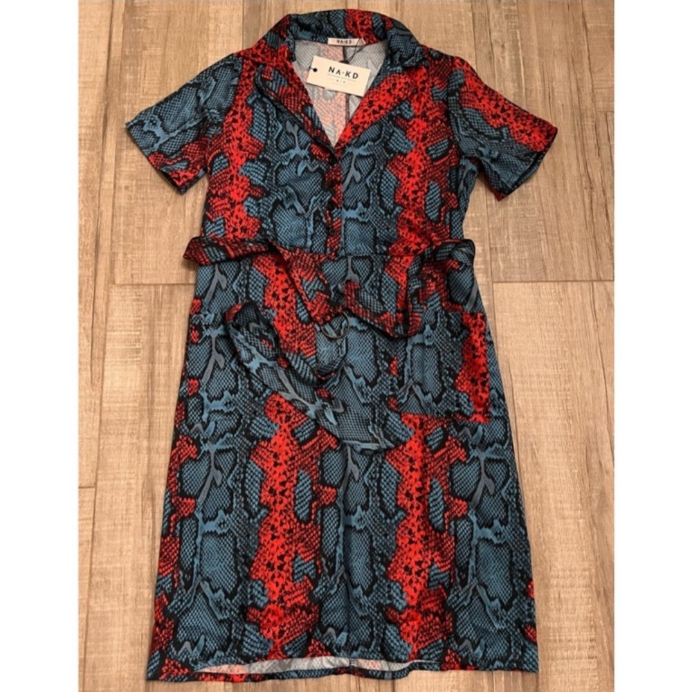 Nakd Satin Snake Print Dress Size 38 NWT ASOS